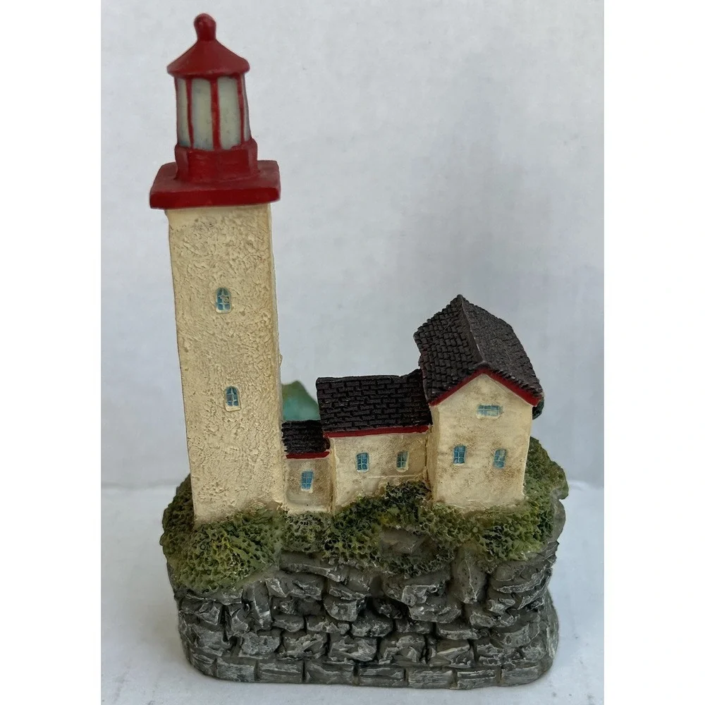 Light House Sculpture With House Ocean Sea Waves Book‎ Shelf Decor